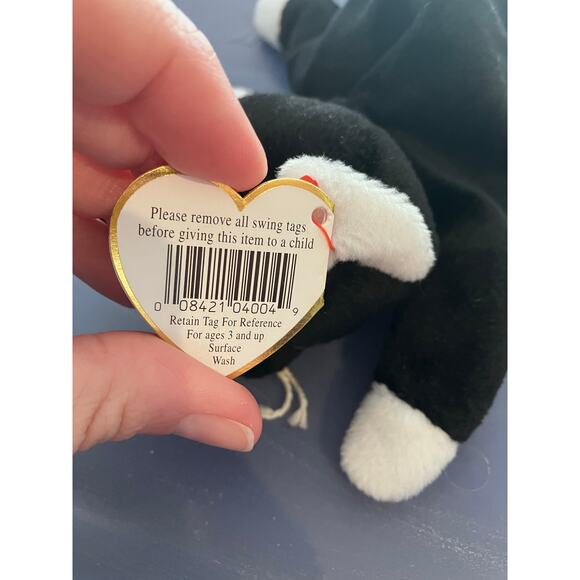 Zip beanie baby white paws 1993 pvc Europe Aurora tag - Picture 3 of 10